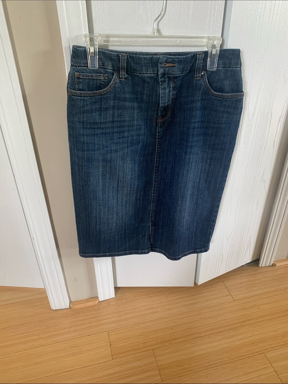 Chico's Dark Blue Denim Pencil Skirt